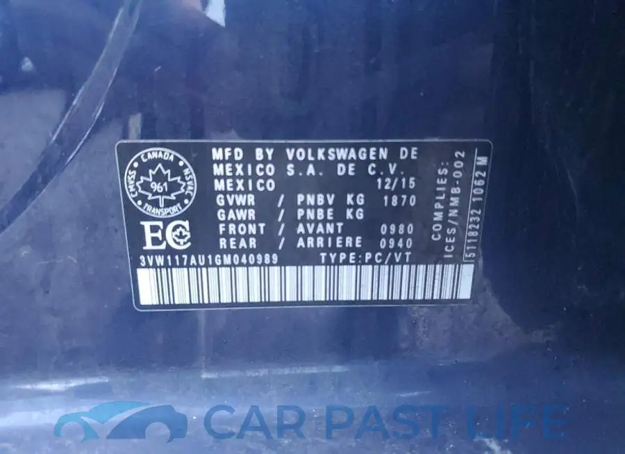 3VW117AU1GM040989# 13