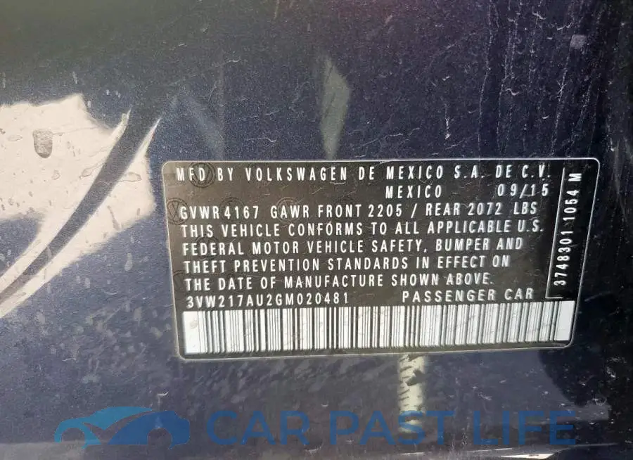3VW217AU2GM020481# 12