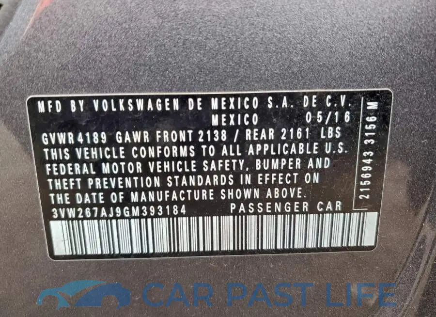 3VW267AJ9GM393184# 12