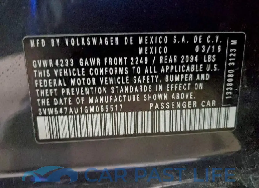 3VW547AU1GM055517# 12