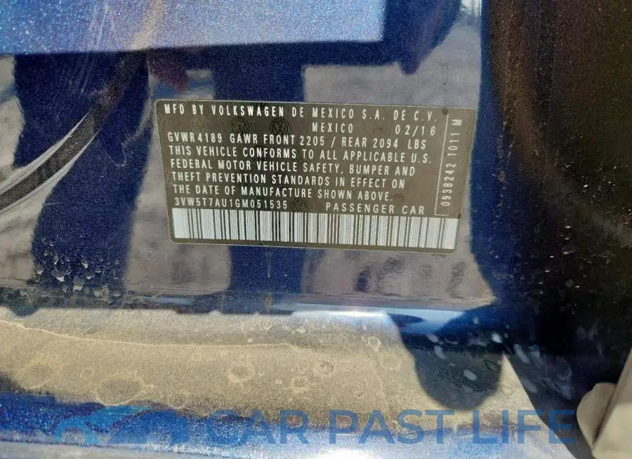 3VW5T7AU1GM051535# 12