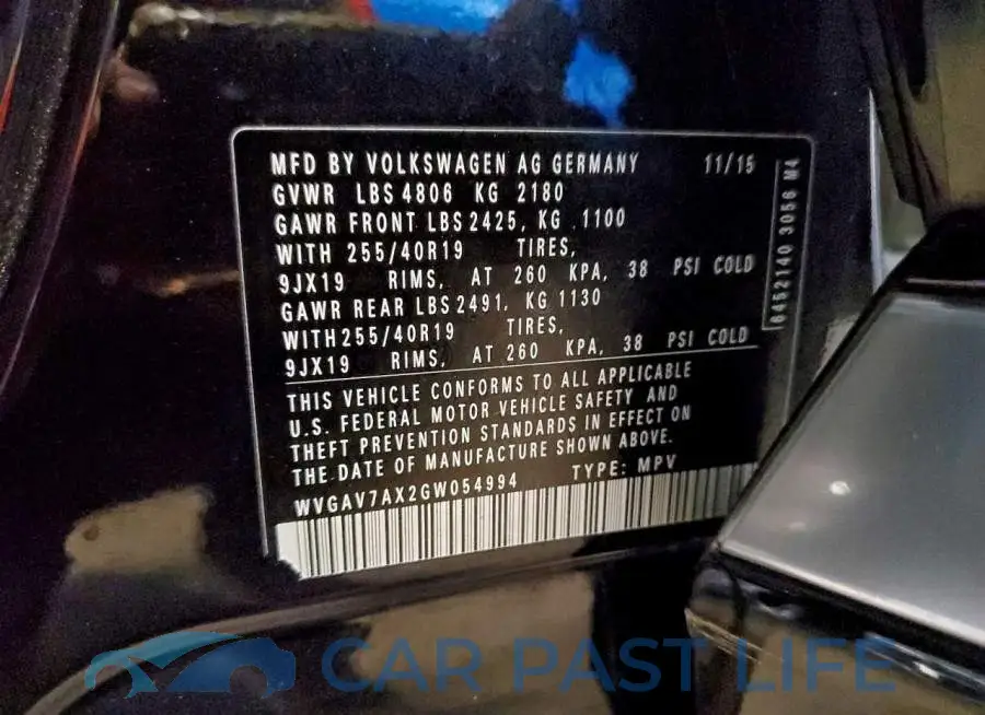 WVGAV7AX2GW054994# 13