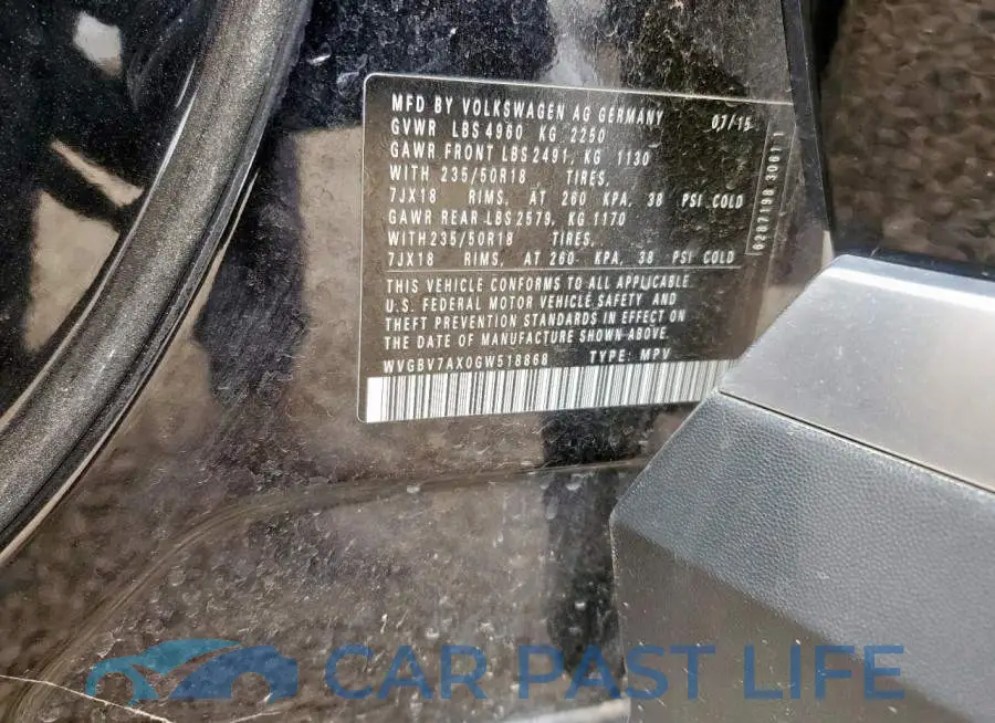 WVGBV7AX0GW518868# 13