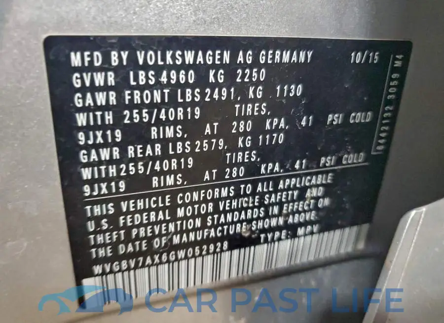 WVGBV7AX6GW052928# 13
