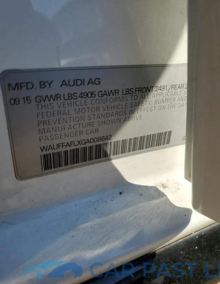 WAUFFAFLXGA008642# 12