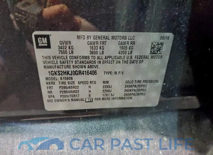 1GKS2HKJ0GR416406# 13