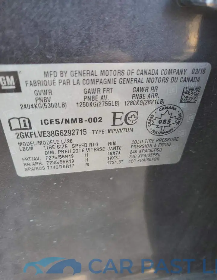 2GKFLVE38G6292715# 14
