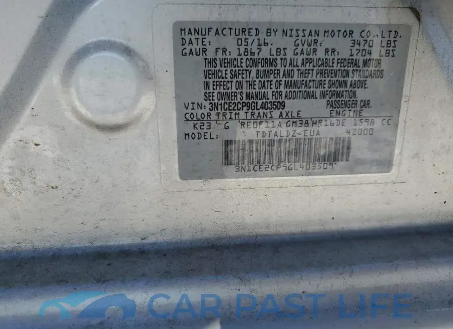 3N1CE2CP9GL403509# 12