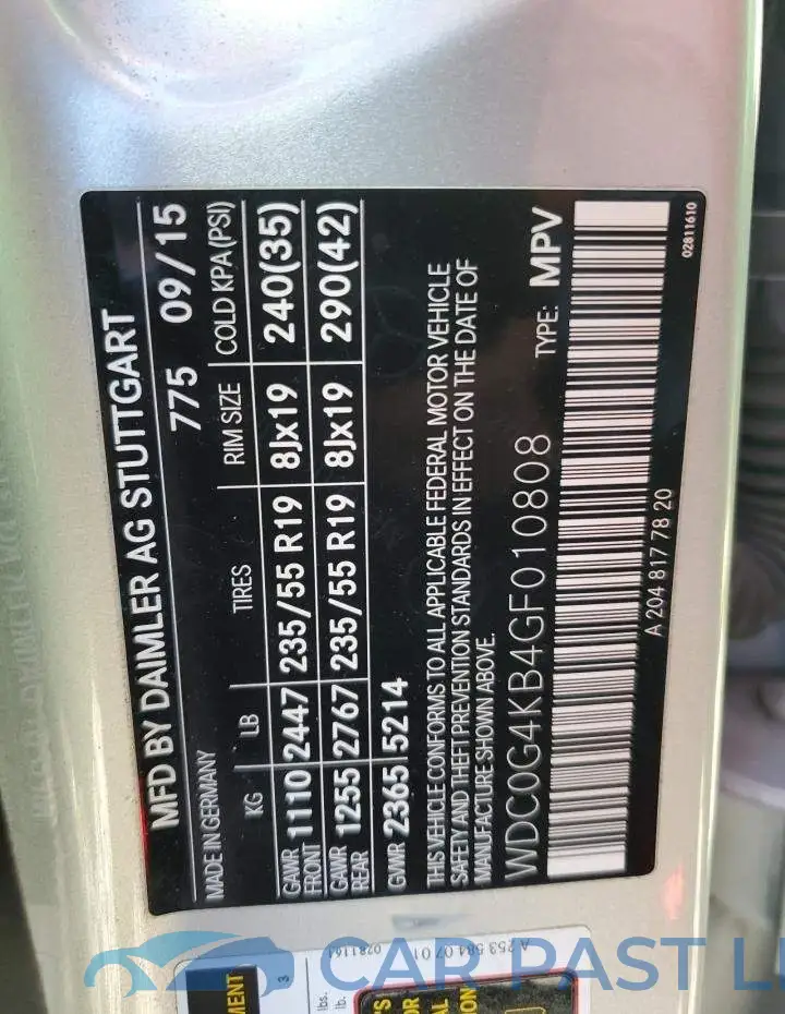 WDC0G4KB4GF010808# 13