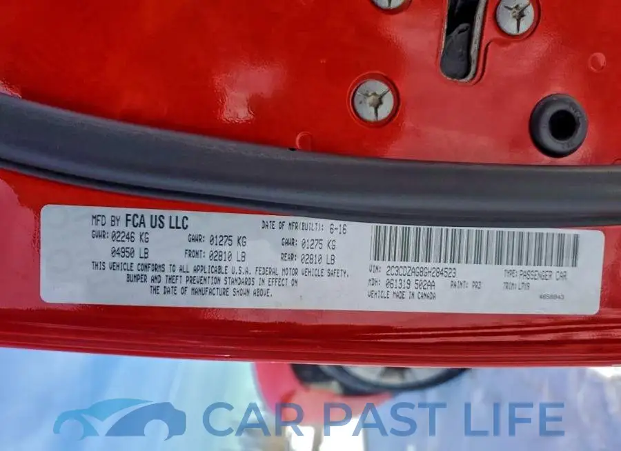 2C3CDZAG8GH284523# 12