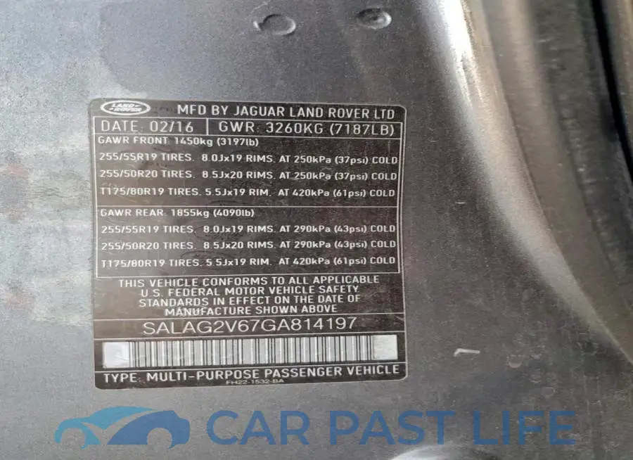 SALAG2V67GA814197# 13