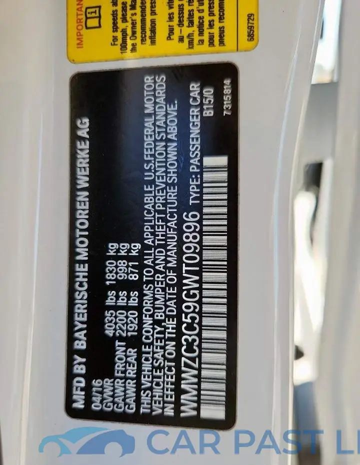WMWZC3C59GWT09896# 13
