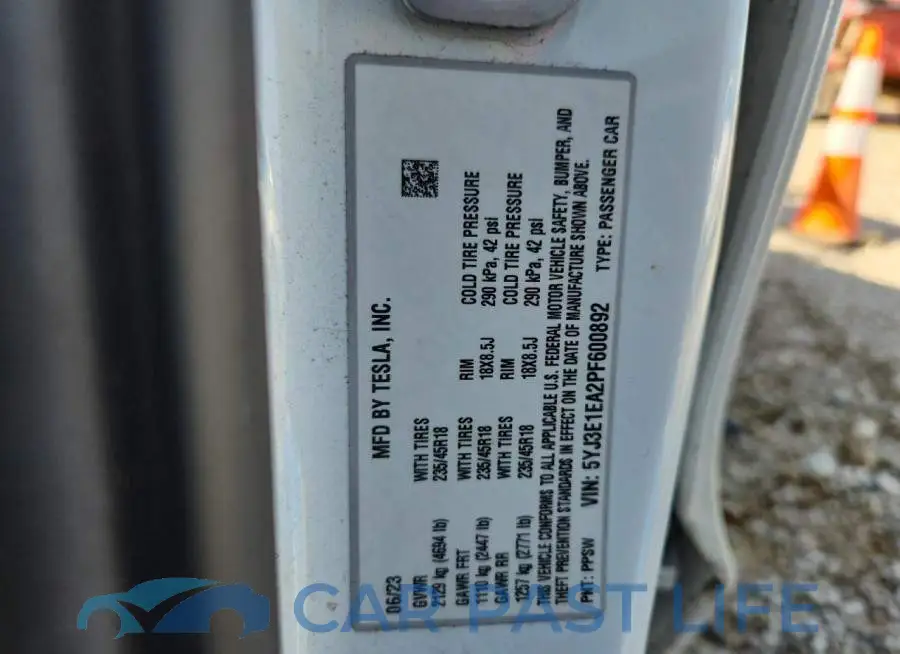 5YJ3E1EA2PF600892# 13