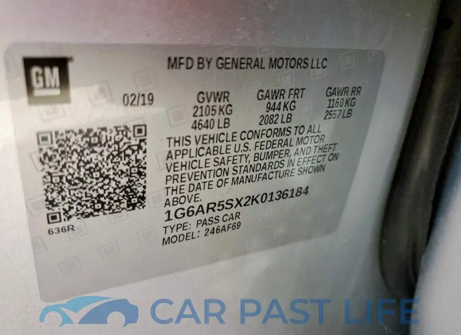 1G6AR5SX2K0136184# 12
