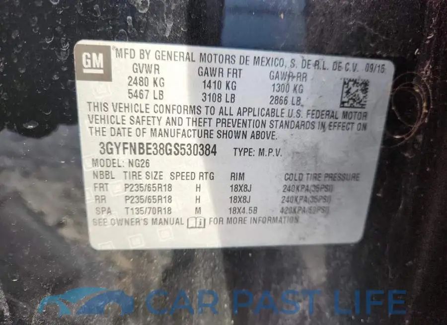 3GYFNBE38GS530384# 13