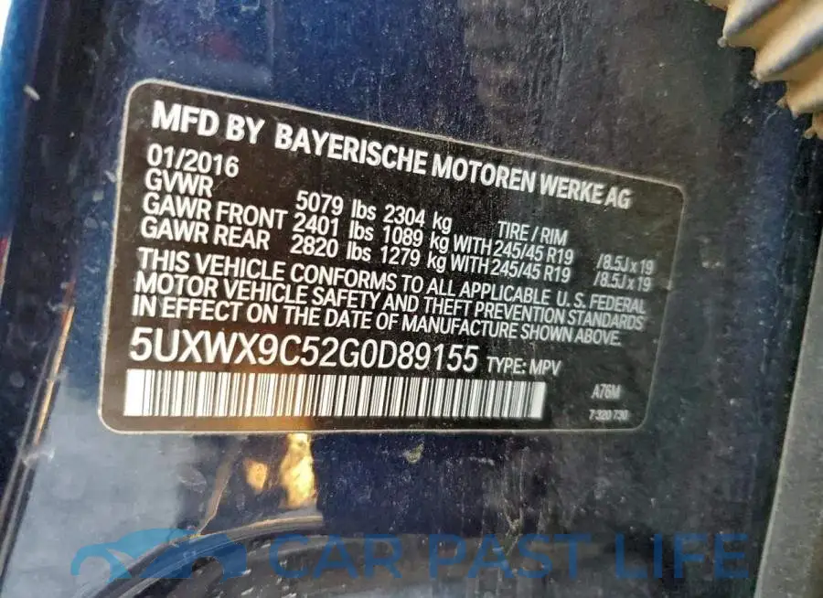 5UXWX9C52G0D89155# 13