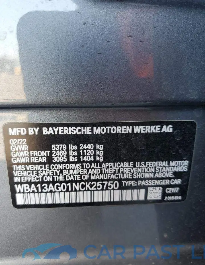 WBA13AG01NCK25750# 12