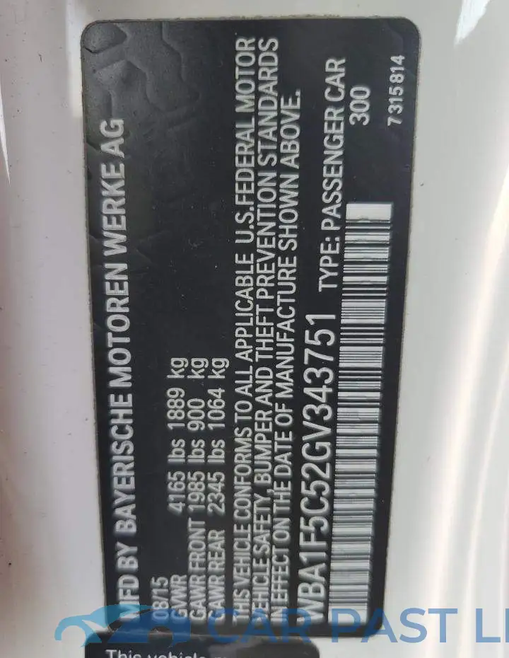 WBA1F5C52GV343751# 12