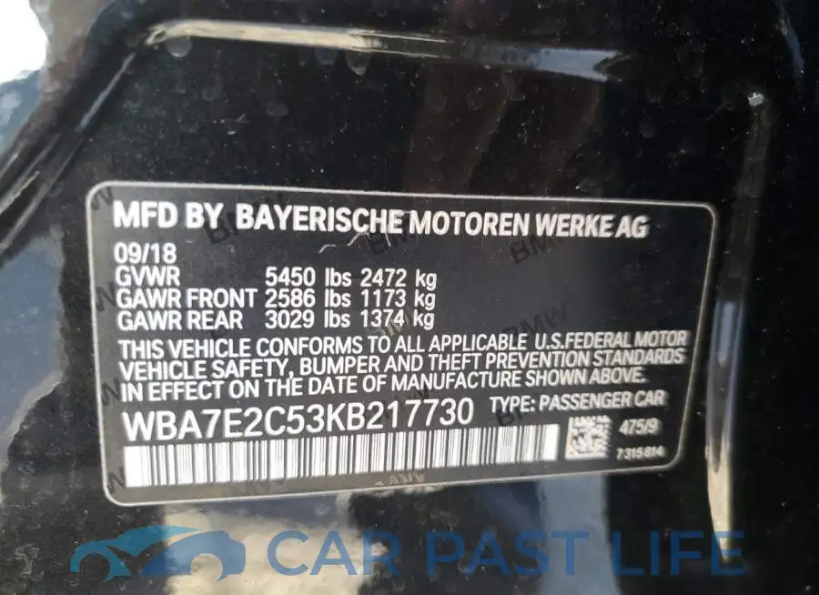 WBA7E2C53KB217730# 12