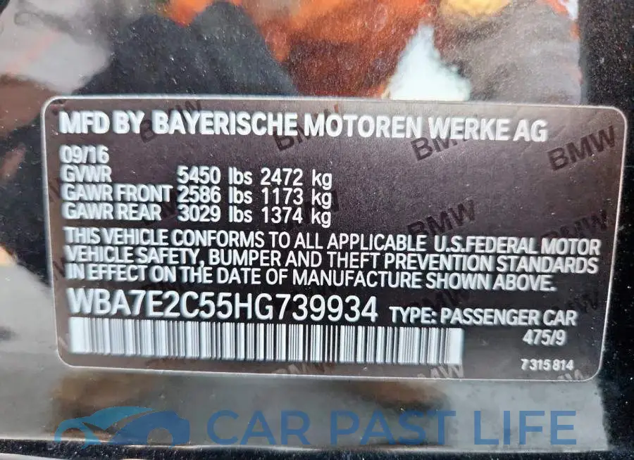 WBA7E2C55HG739934# 13