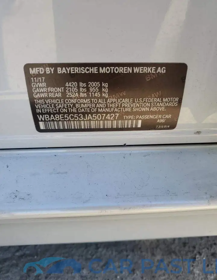 WBA8E5C53JA507427# 12