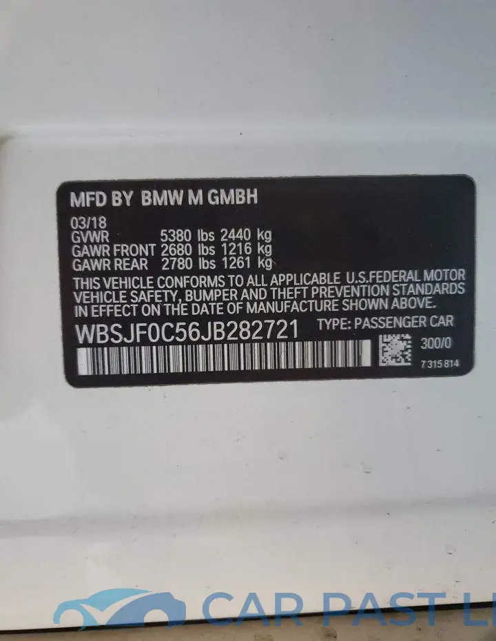 WBSJF0C56JB282721# 12