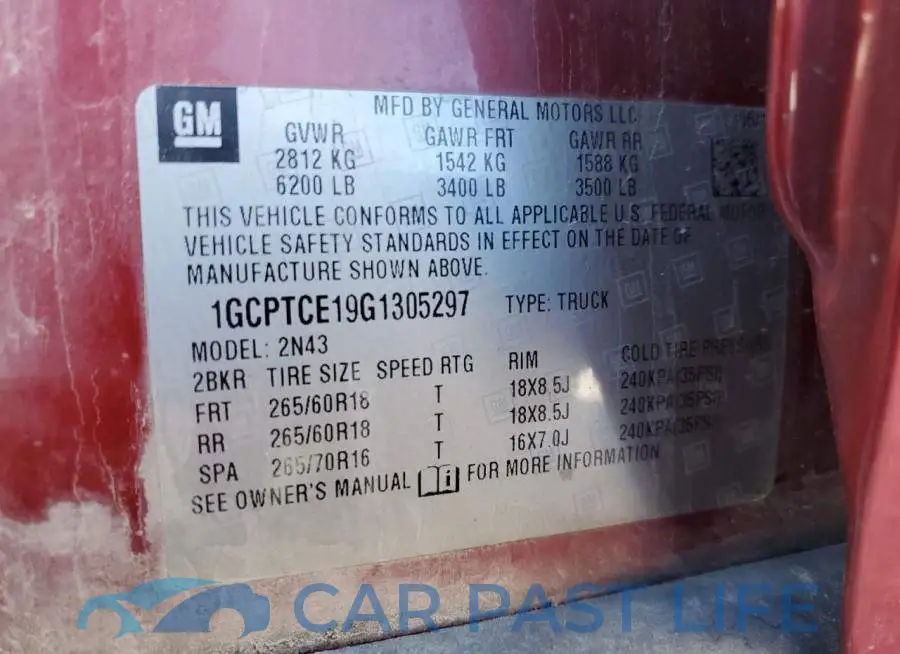 1GCPTCE19G1305297# 12