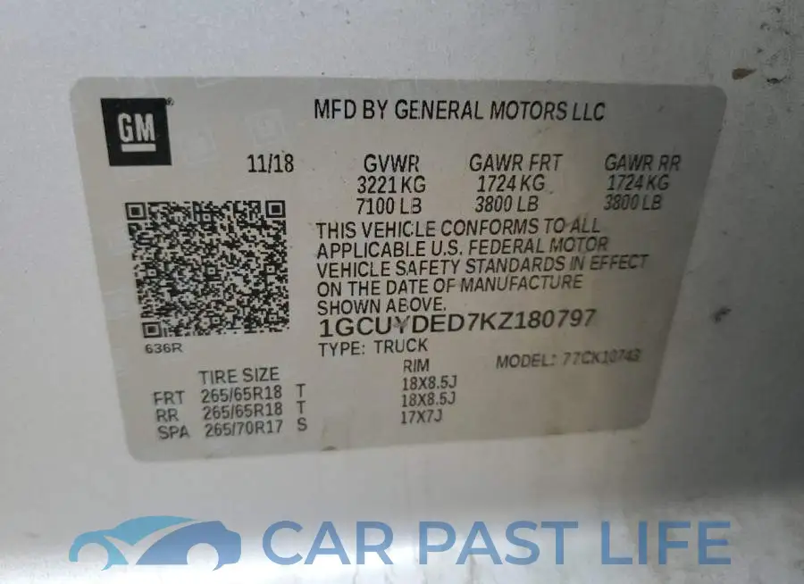 1GCUYDED7KZ180797# 12