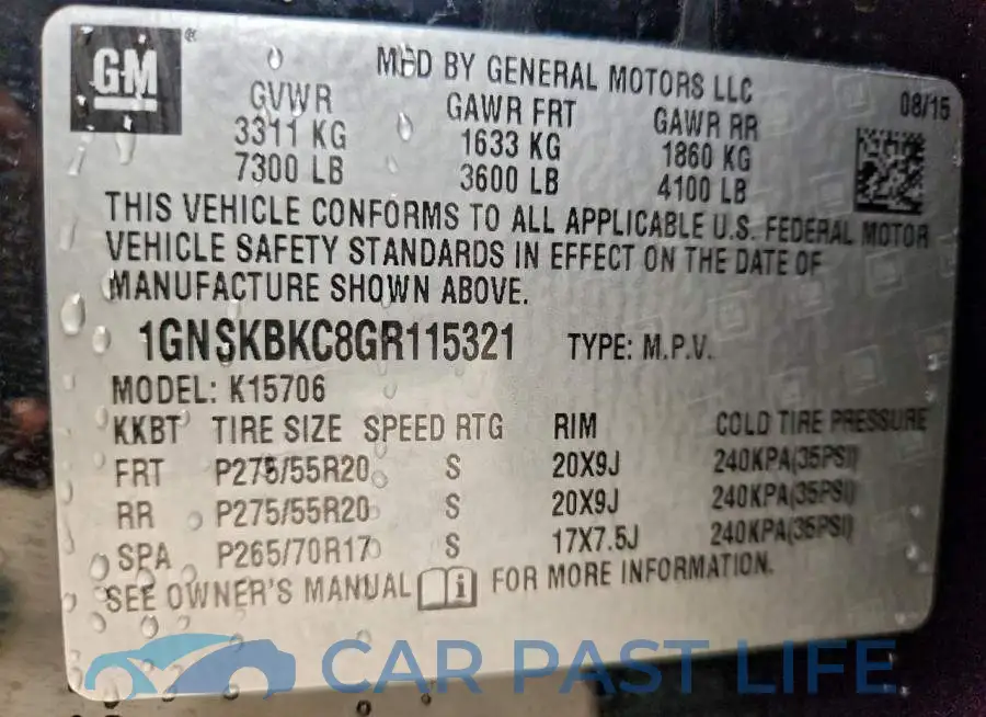 1GNSKBKC8GR115321# 14