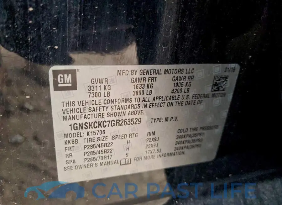 1GNSKCKC7GR263529# 13