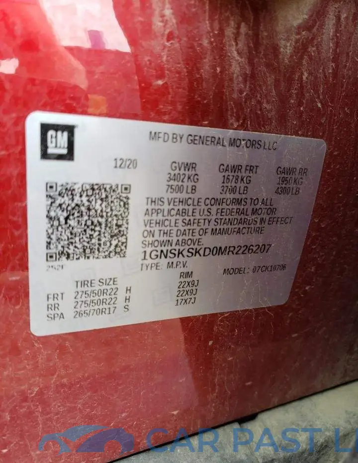 1GNSKSKD0MR226207# 13
