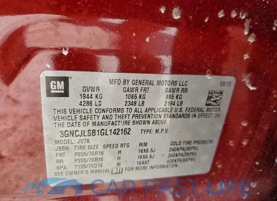 3GNCJLSB1GL142162# 13