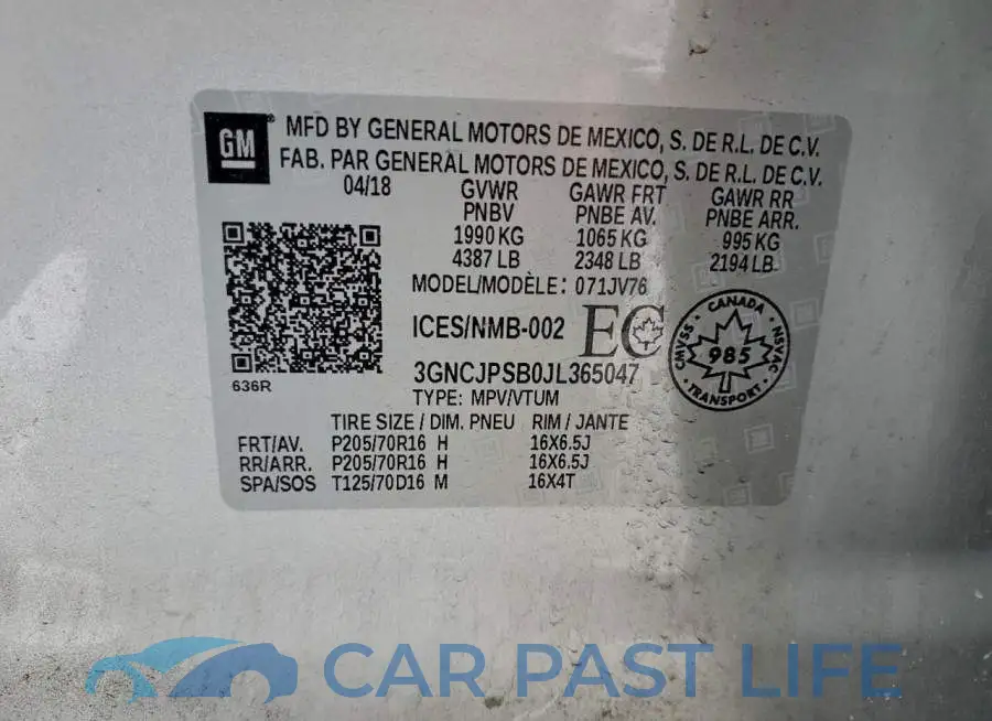 3GNCJPSB0JL365047# 13