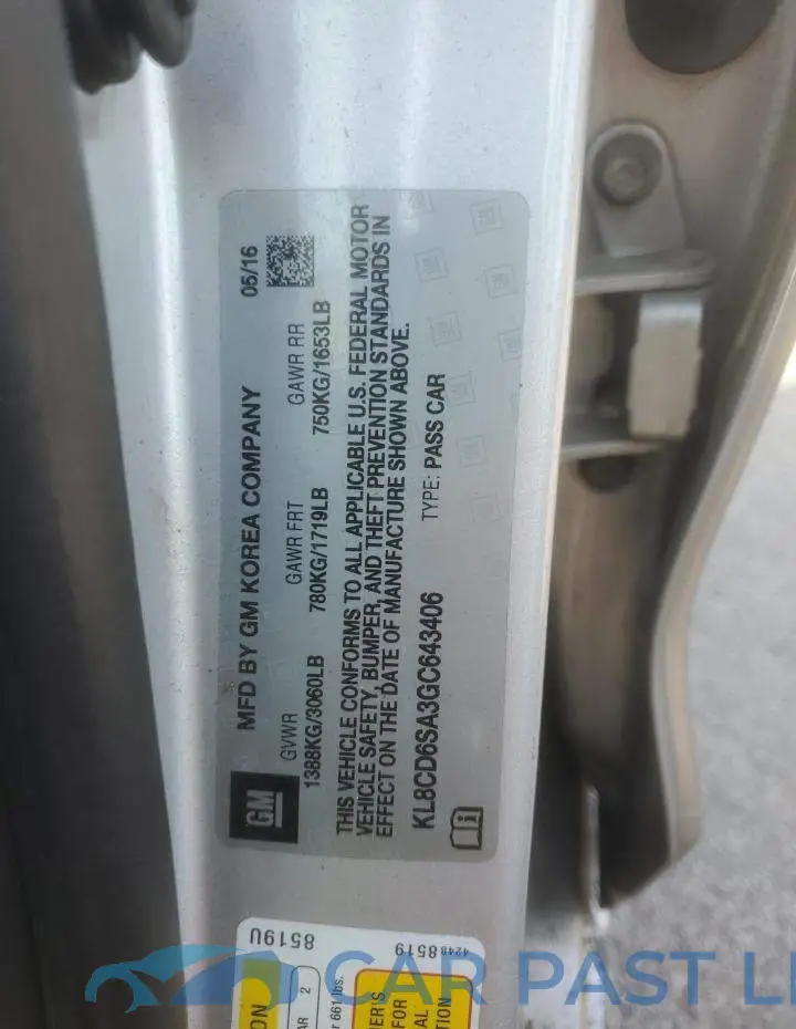 KL8CD6SA3GC643406# 12