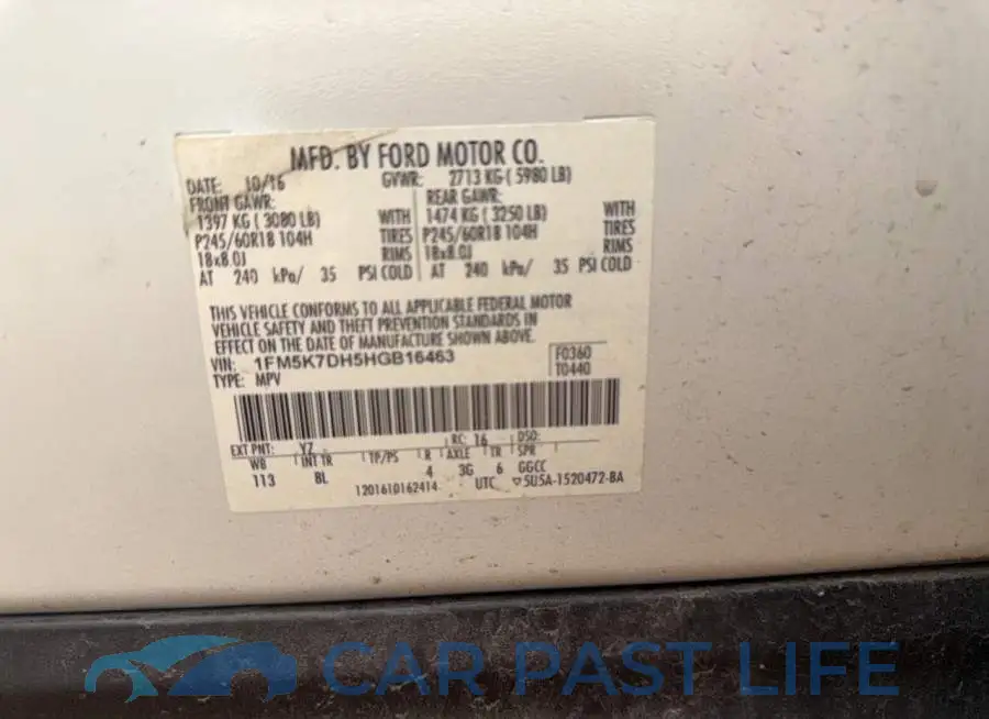 1FM5K7DH5HGB16463# 10