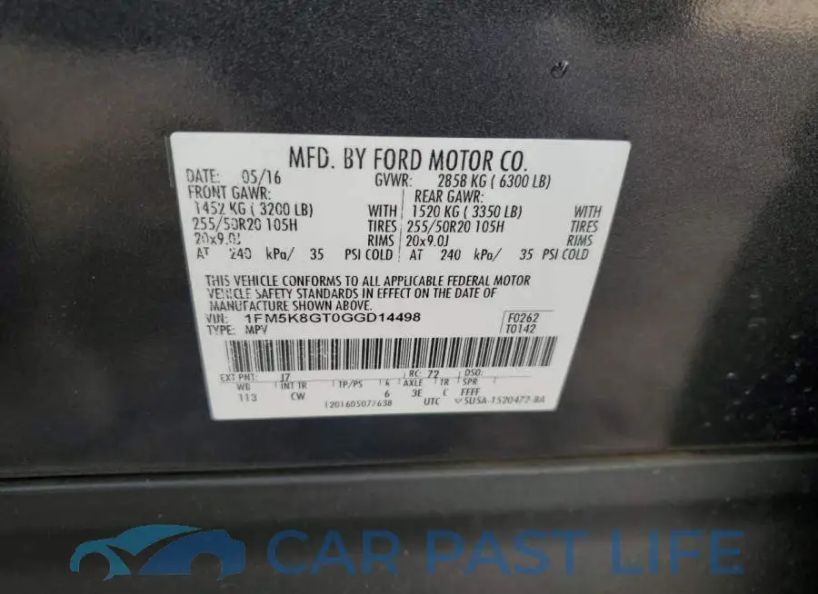 1FM5K8GT0GGD14498# 13