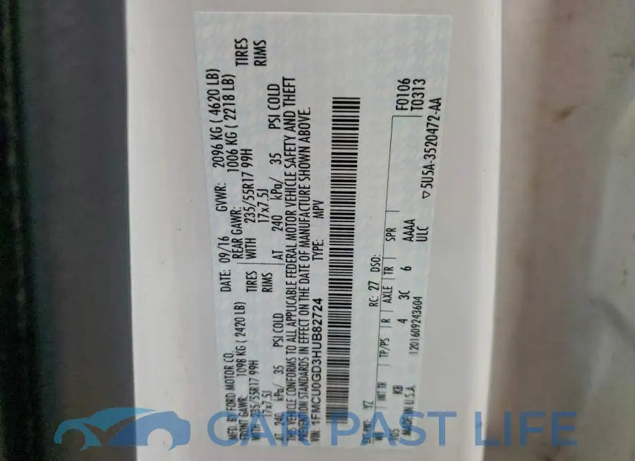 1FMCU0GD3HUB82724# 13