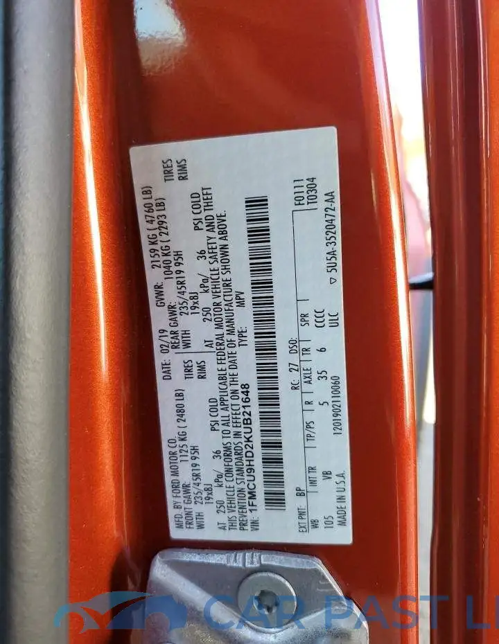 1FMCU9HD2KUB21648# 13