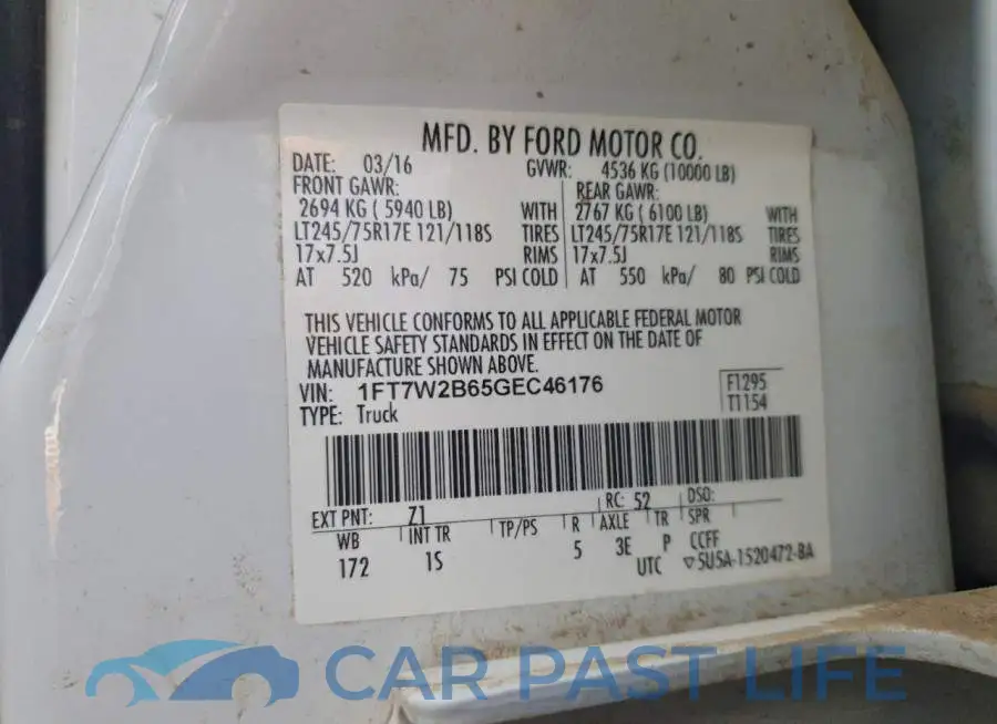 1FT7W2B65GEC46176# 12
