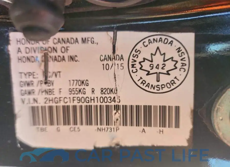 2HGFC1F90GH100345# 12