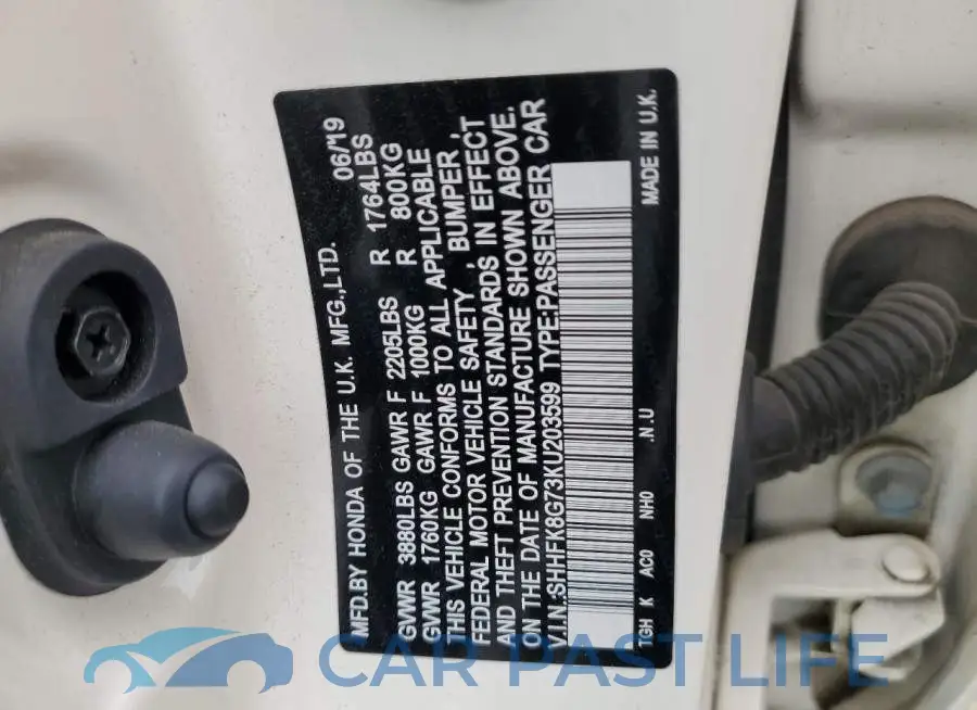 SHHFK8G73KU203599# 12