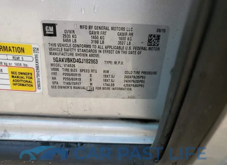 5GAKVBKD4GJ182863# 12