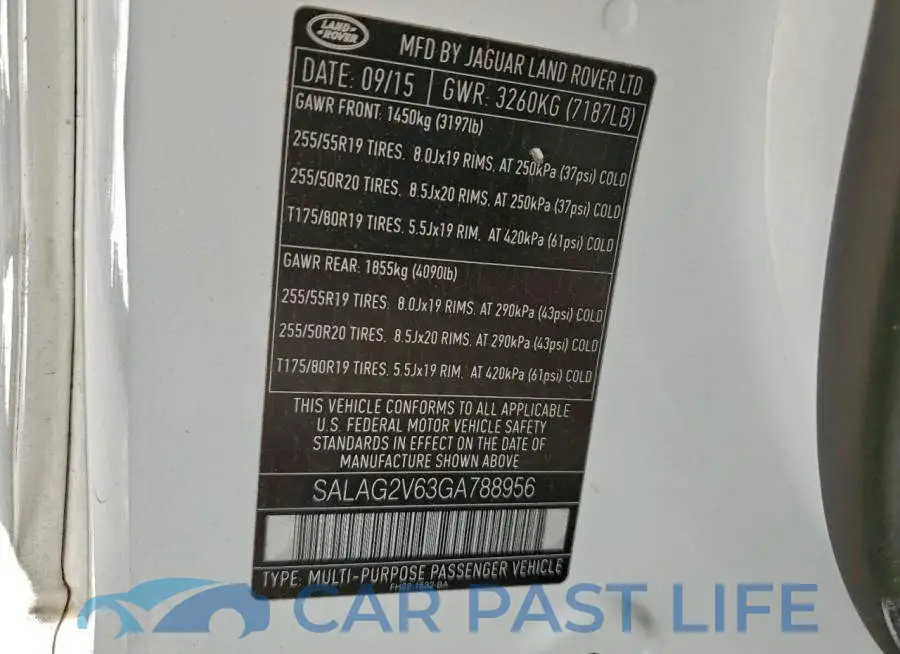 SALAG2V63GA788956# 12