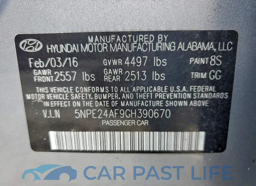 5NPE24AF9GH390670# 12