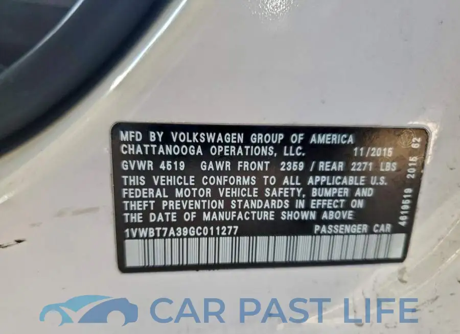 1VWBT7A39GC011277# 12