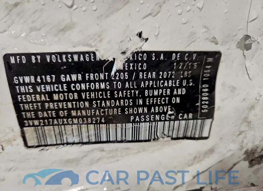 3VW217AUXGM038274# 13