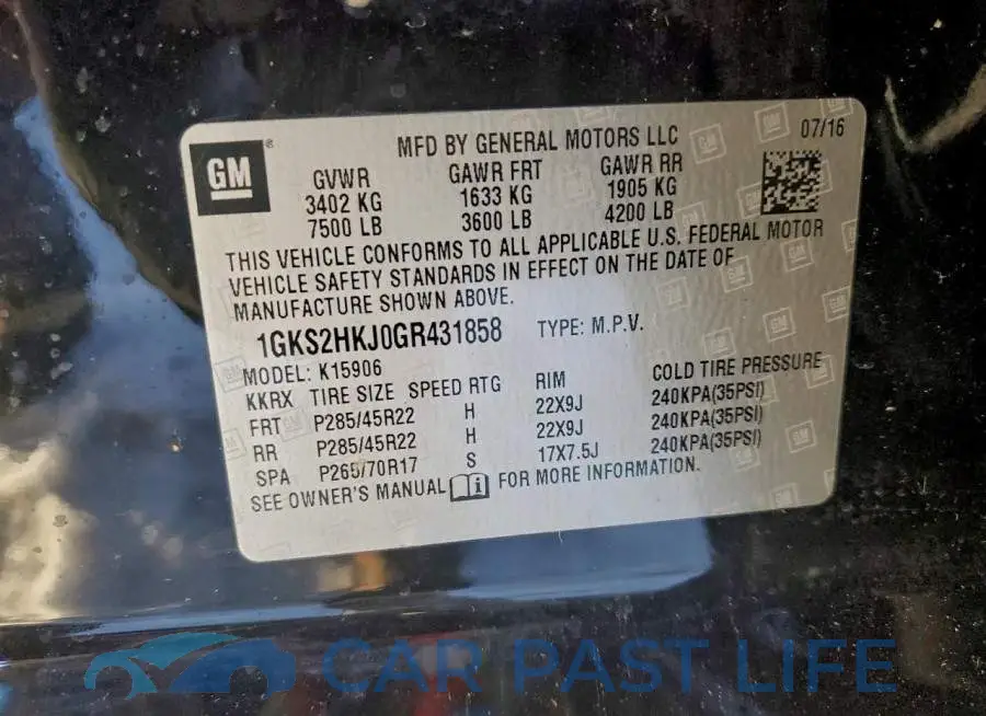 1GKS2HKJ0GR431858# 13