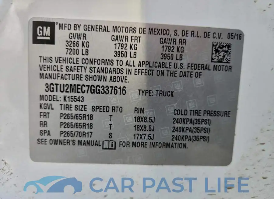 3GTU2MEC7GG337616# 12