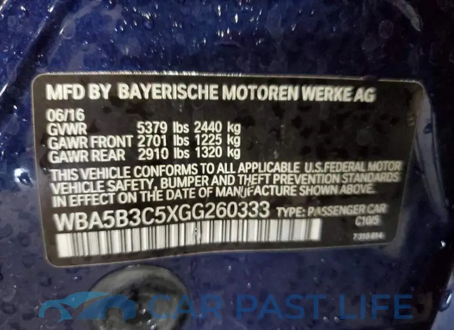 WBA5B3C5XGG260333# 12