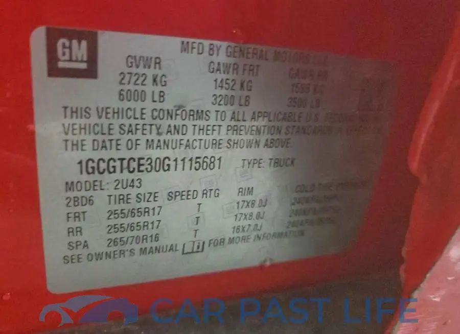 1GCGTCE30G1115681# 12